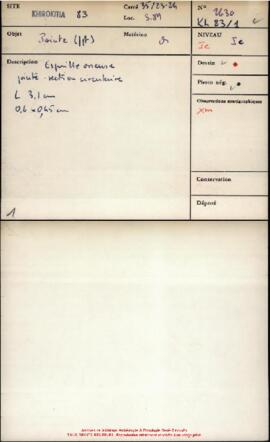 Campagne 1983, secteurs ouest et est de Khirokitia, fiches 1 à 70