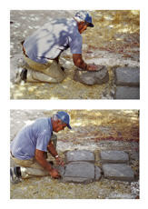 
Reconstitution de l'habitat néolithique à Khirokitia (Chypre). Fabrication traditionnelle d'une ...