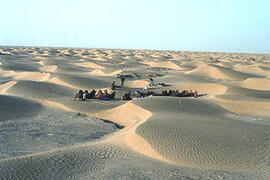 
Chemins vers l'Orient, Chine. Désert du Taklamakan (Xinjiang), site archéologique de Djumbulak Kum
