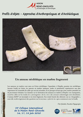 
Profils d'objets. Approches d'anthropologues et d'archéologues, VIIe colloque international de l...