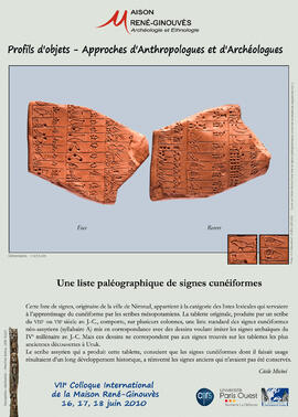 
Profils d'objets. Approches d'anthropologues et d'archéologues, VIIe colloque international de l...